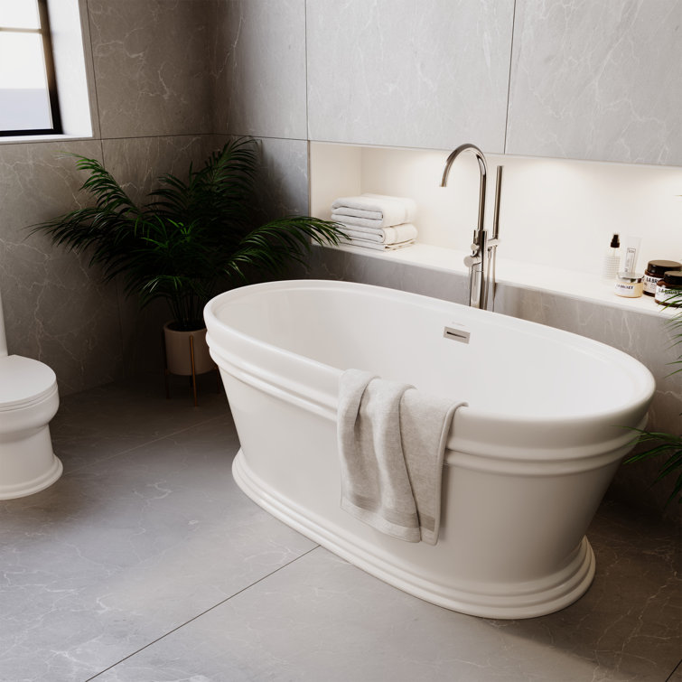 Santorini 60" High-Gloss White Acrylic Freestanding Tub