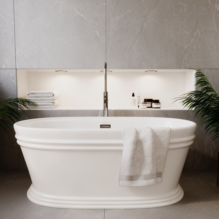 Santorini 60" High-Gloss White Acrylic Freestanding Tub