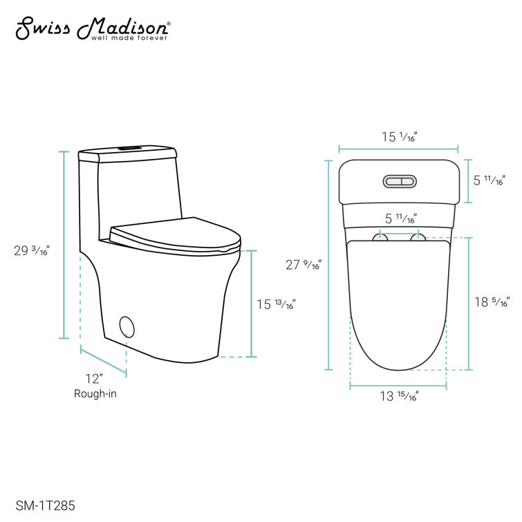 Hugo White Ceramic Elongated Dual Flush Toilet