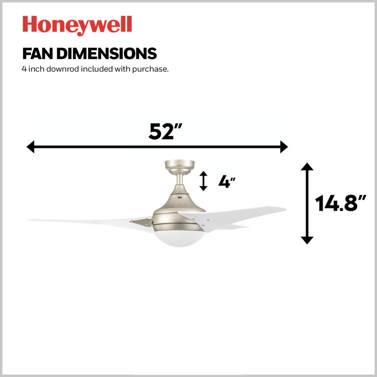 Champagne 52 Inch Modern Ceiling Fan with LED Light and Remote