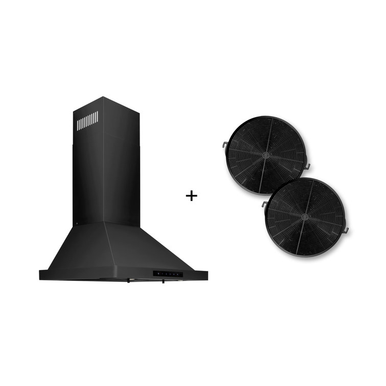 24'' Black Stainless Steel Convertible Wall Mount Range Hood