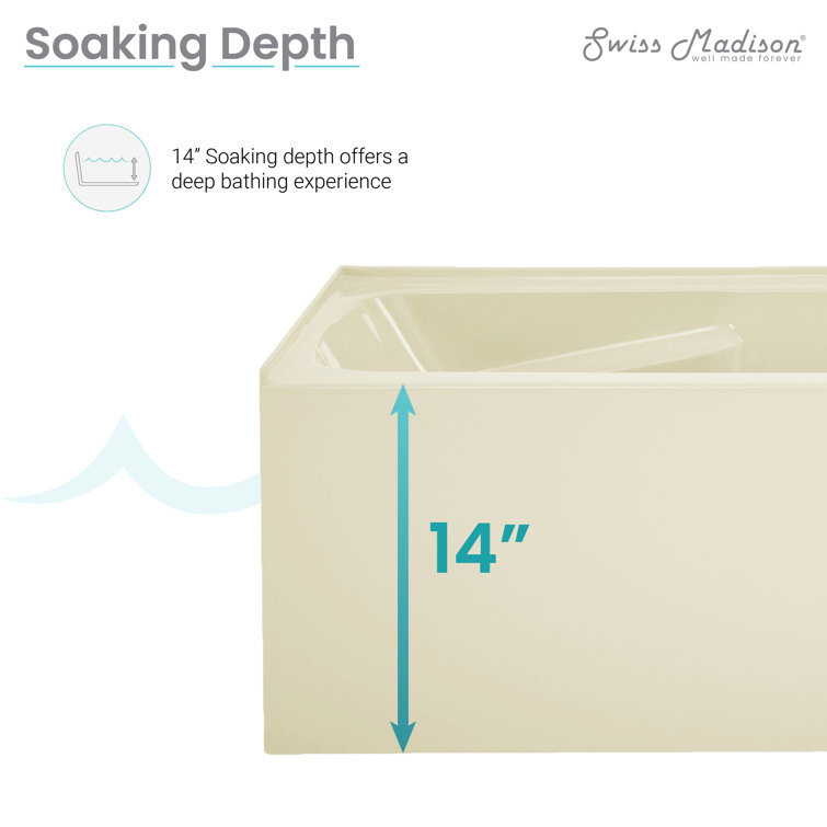 Voltaire Bisque Acrylic 54" x 30" Alcove Bathtub with Apron