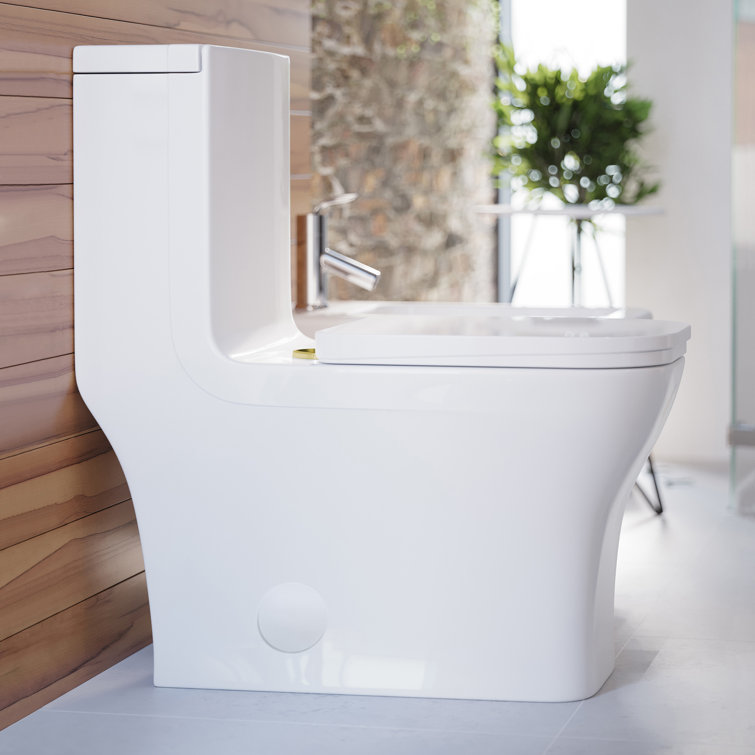 Concorde White One Piece Dual Flush Toilet with Brushed Gold Hardware