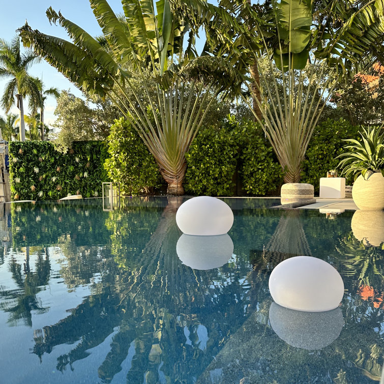 White Polyethylene LED Floating Outdoor Light with Bluetooth