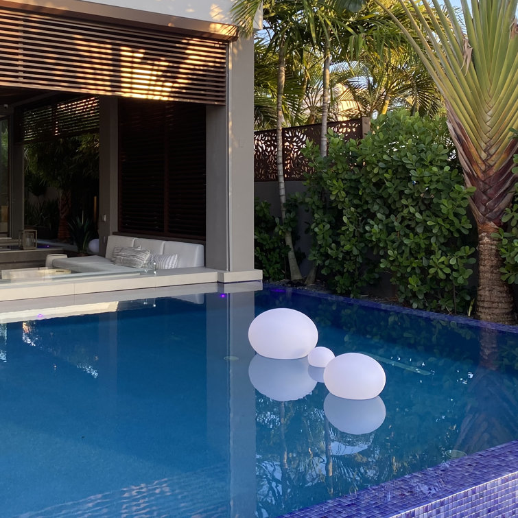 White Polyethylene LED Floating Outdoor Light with Bluetooth