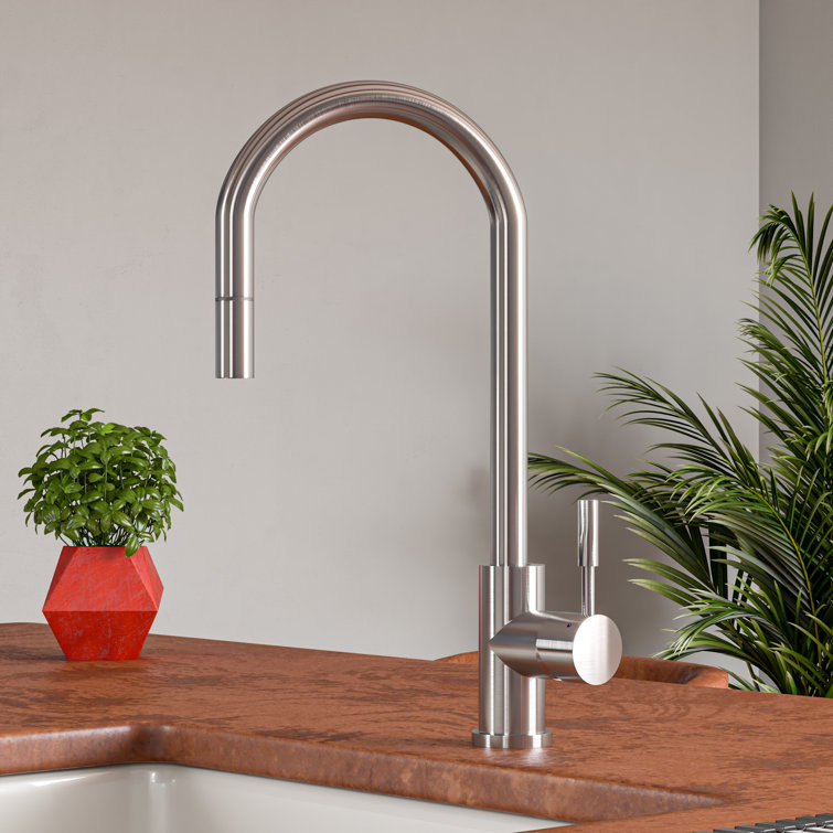 Brushed Stainless Steel Pull Down Kitchen Faucet with Spray