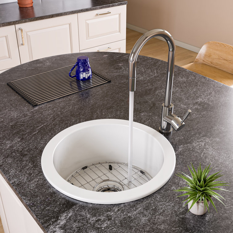 18.5'' Round White Fireclay Undermount Kitchen Sink