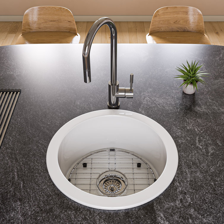 18.5'' Round White Fireclay Undermount Kitchen Sink