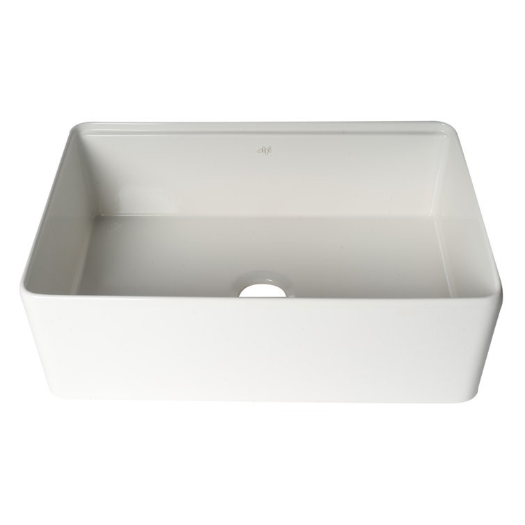 White Fireclay Farmhouse Drop-In Single Bowl Sink