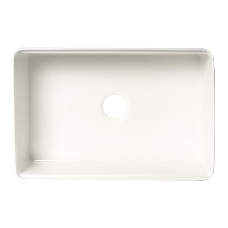 White Fireclay Farmhouse Drop-In Single Bowl Sink