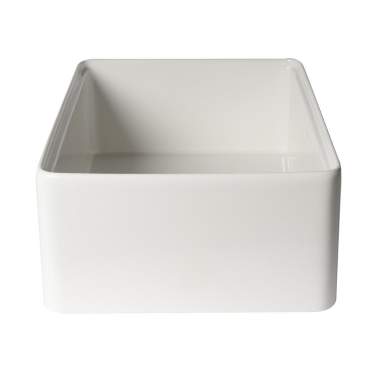 White Fireclay Farmhouse Drop-In Single Bowl Sink