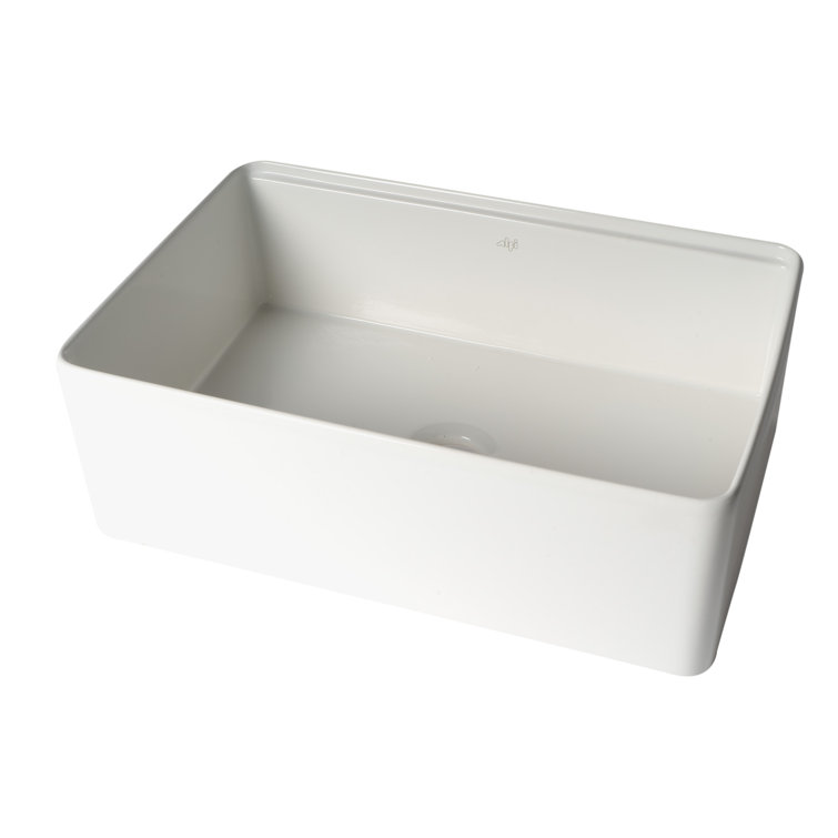 White Fireclay Farmhouse Drop-In Single Bowl Sink