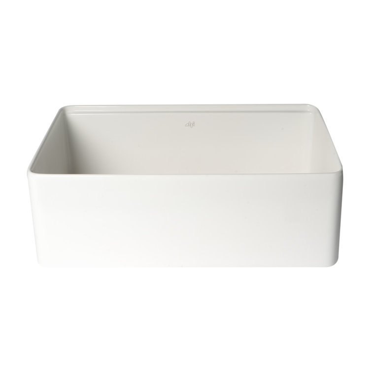 White Fireclay Farmhouse Drop-In Single Bowl Sink