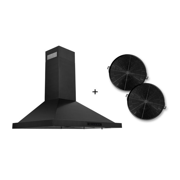 36-Inch Black Stainless Steel Convertible Wall Mount Range Hood