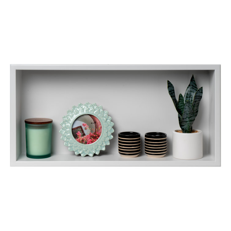 Matte White Stainless Steel 24" Horizontal Shower Shelf Niche