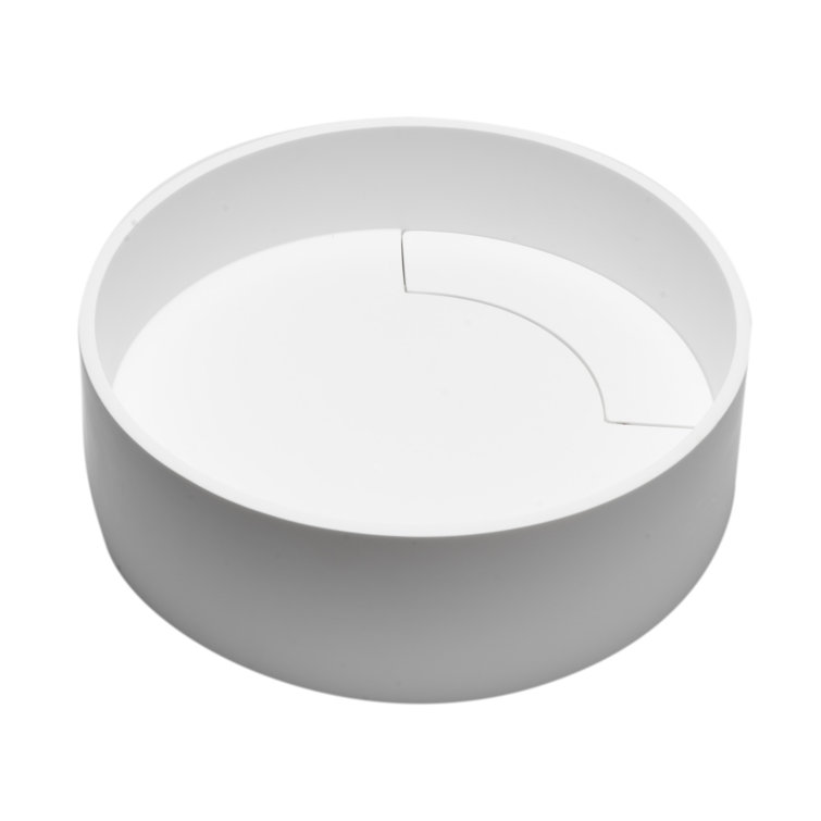 Matte White Resin Circular Bathroom Sink with Concealed Drain