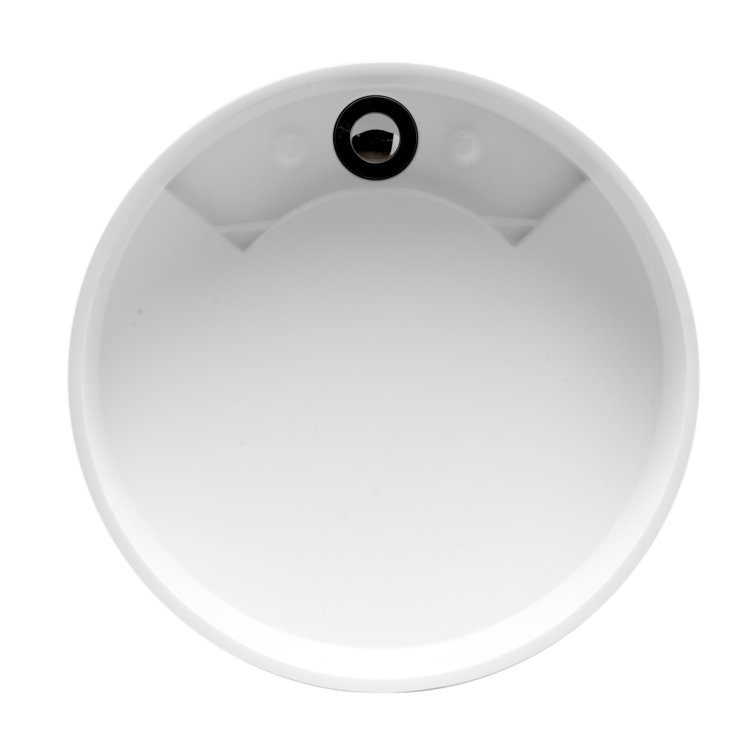 Matte White Resin Circular Bathroom Sink with Concealed Drain