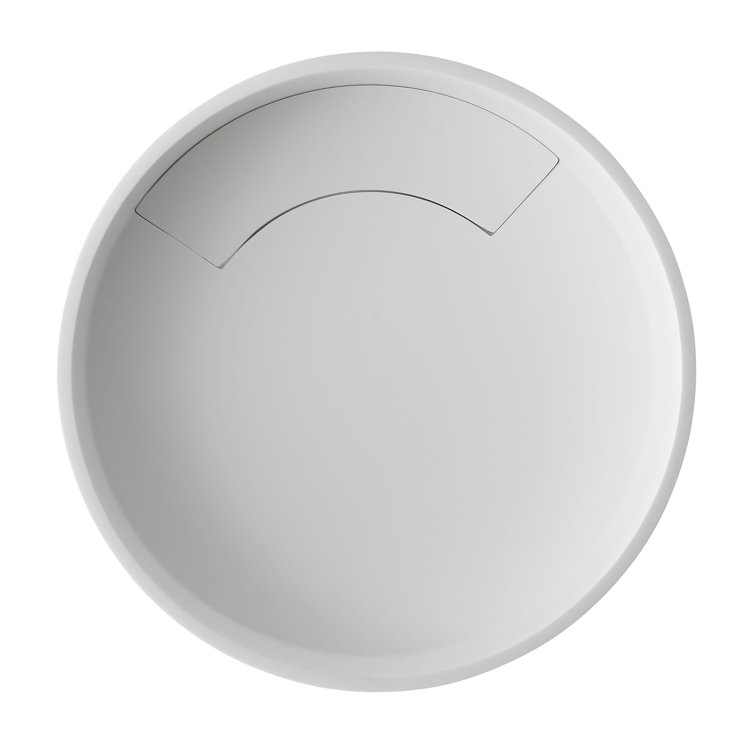 Matte White Resin Circular Bathroom Sink with Concealed Drain
