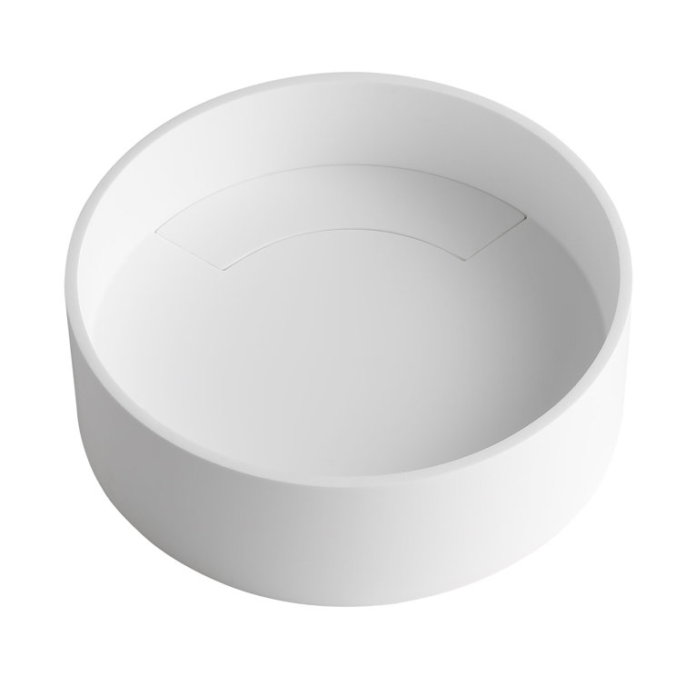 Matte White Resin Circular Bathroom Sink with Concealed Drain
