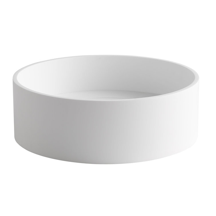 Matte White Resin Circular Bathroom Sink with Concealed Drain