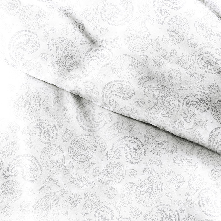 Light Gray Paisley Microfiber Twin/Twin XL Duvet Cover Set