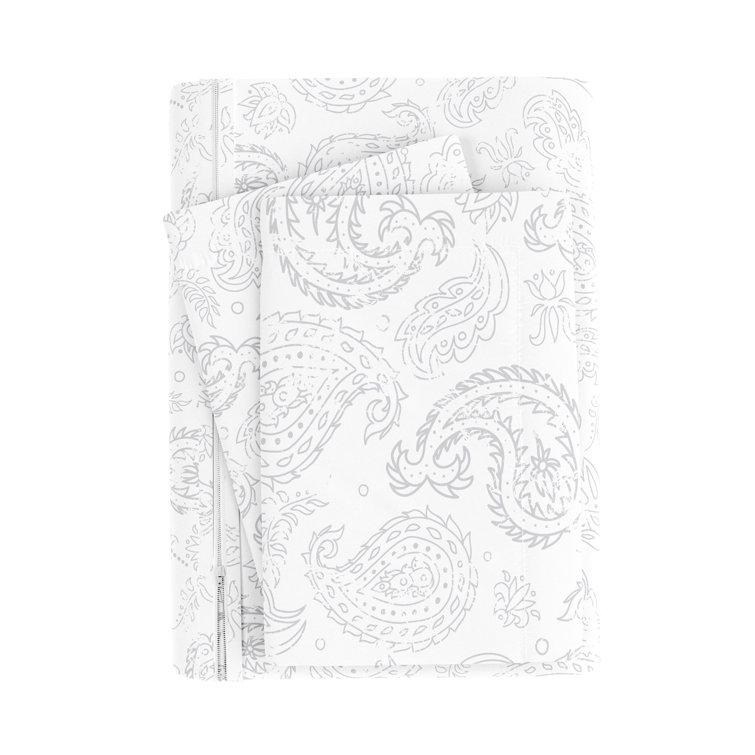 Light Gray Paisley Microfiber Twin/Twin XL Duvet Cover Set