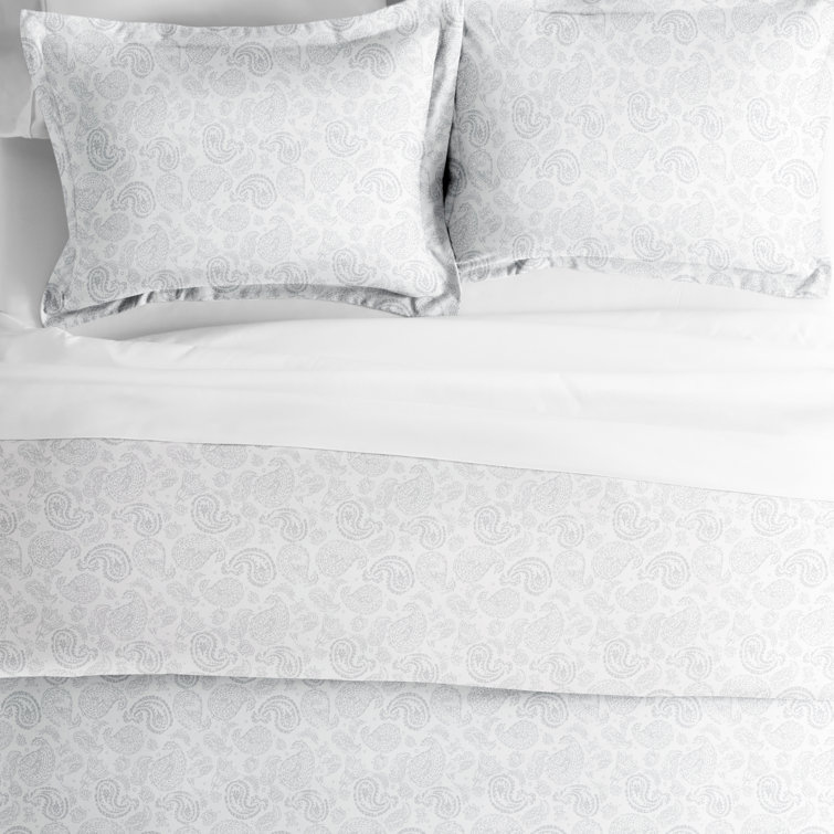 Light Gray Paisley Microfiber Twin/Twin XL Duvet Cover Set