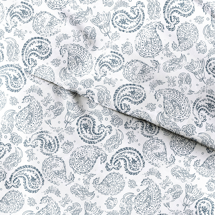 Light Gray Paisley Microfiber Queen Duvet Cover Set