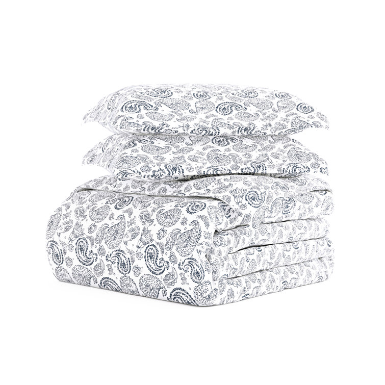 Light Gray Paisley Microfiber Queen Duvet Cover Set