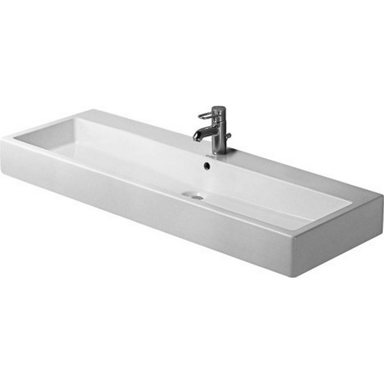 Vero Modern White Ceramic Wall-Mounted Rectangular Bathroom Sink