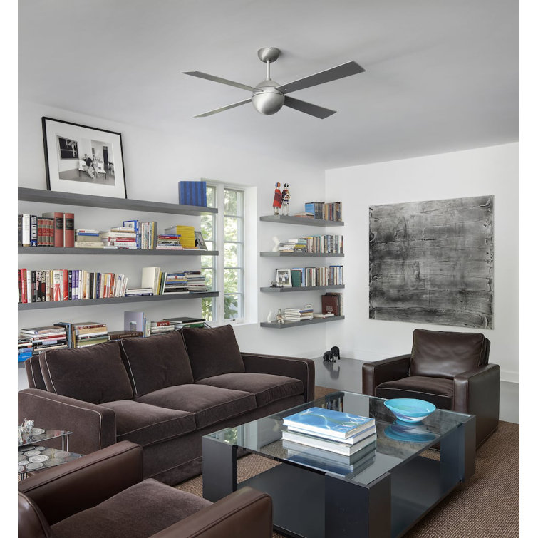 Brushed Aluminum 52'' 4-Blade Ceiling Fan with Remote
