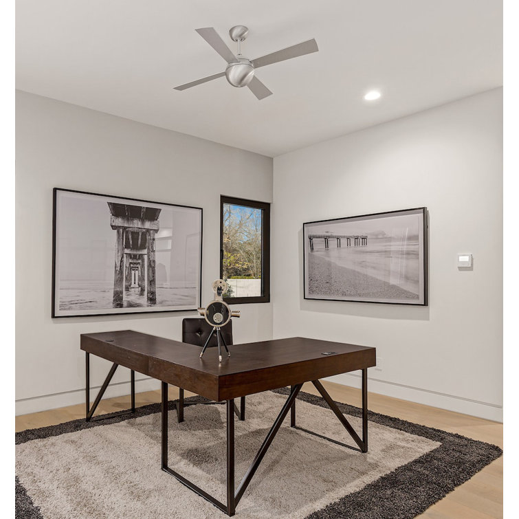 Brushed Aluminum 52'' 4-Blade Ceiling Fan with Remote