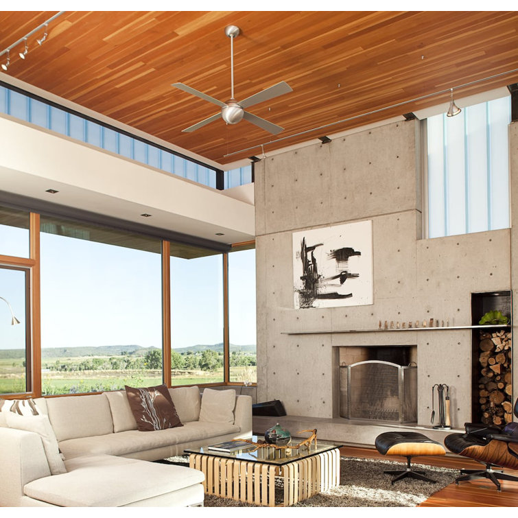 Brushed Aluminum 52'' 4-Blade Ceiling Fan with Remote