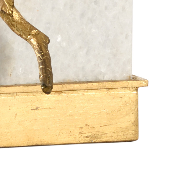 Natural White and Gold Leaf Table Lamp with Silk Shade