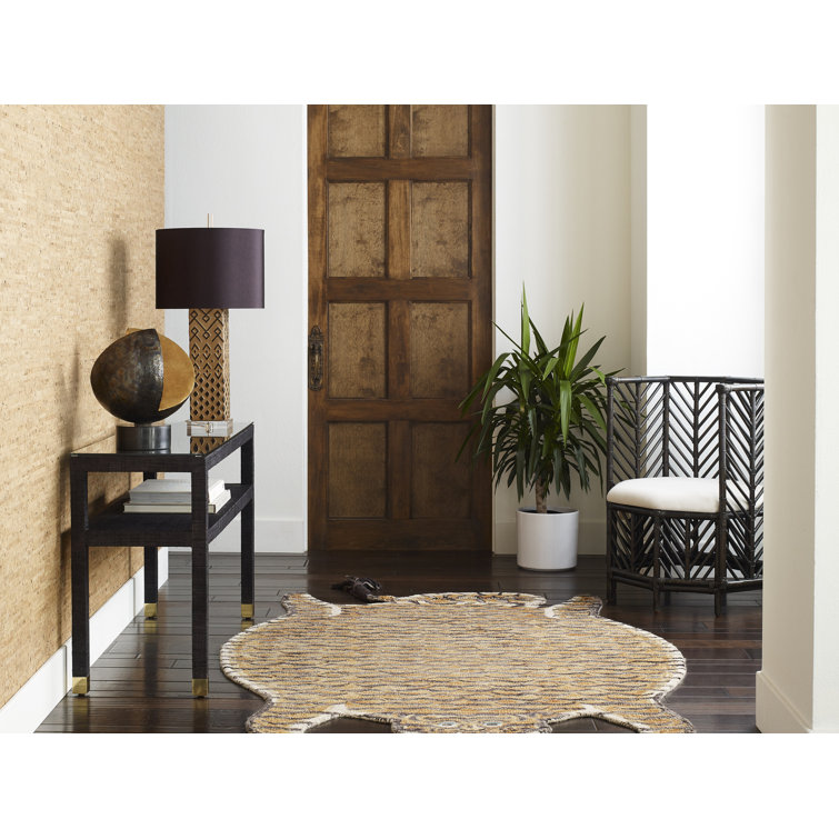Black Bamboo Barrel Chair with Off-White Cushion
