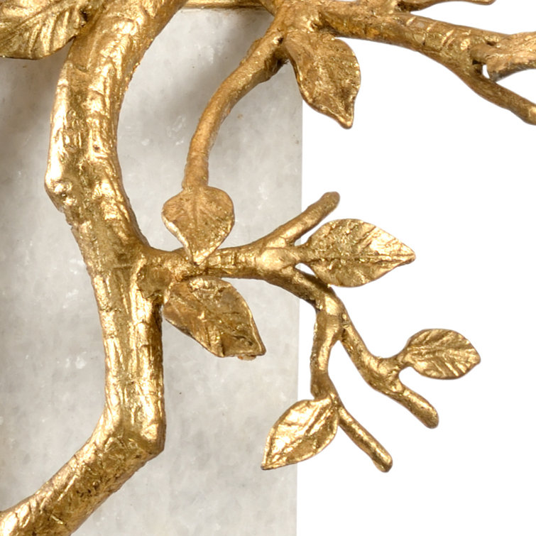 Natural White and Gold Leaf Table Lamp with Silk Shade