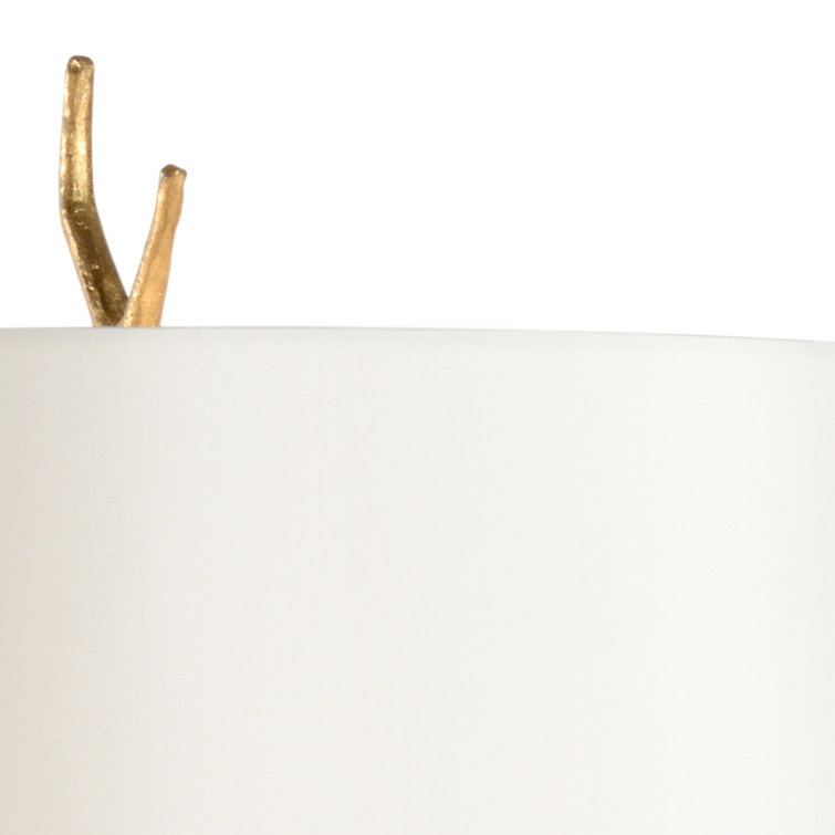 Natural White and Gold Leaf Table Lamp with Silk Shade