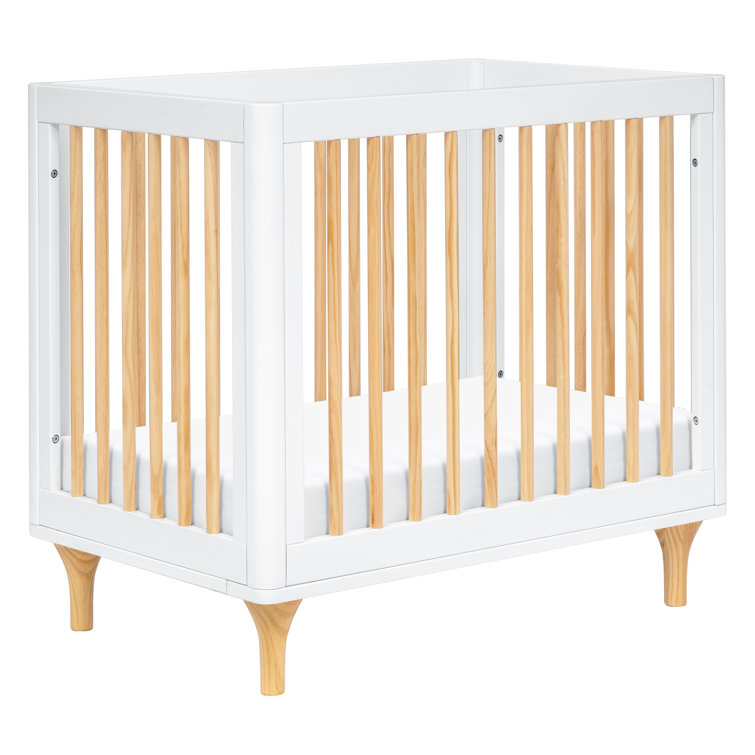 White and Natural Pine 4-in-1 Convertible Mini Crib