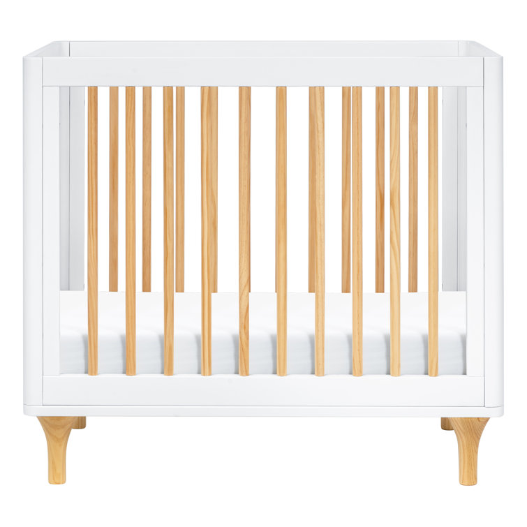 White and Natural Pine 4-in-1 Convertible Mini Crib