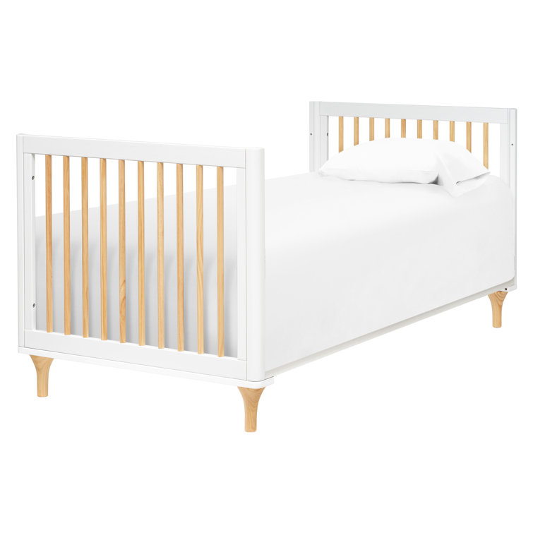 White and Natural Pine 4-in-1 Convertible Mini Crib