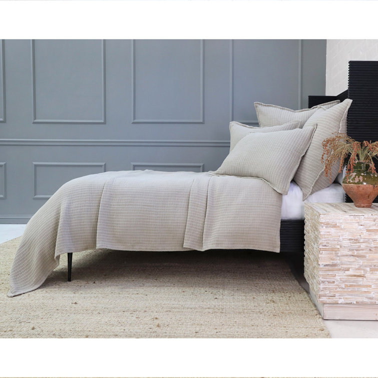 Chatham Natural King Cotton Matelasse Coverlet with Linear Ribbed Design