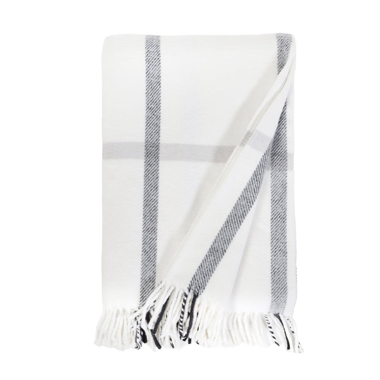 Copenhagen Lightweight Brushed Cotton Throw - White and Gray
