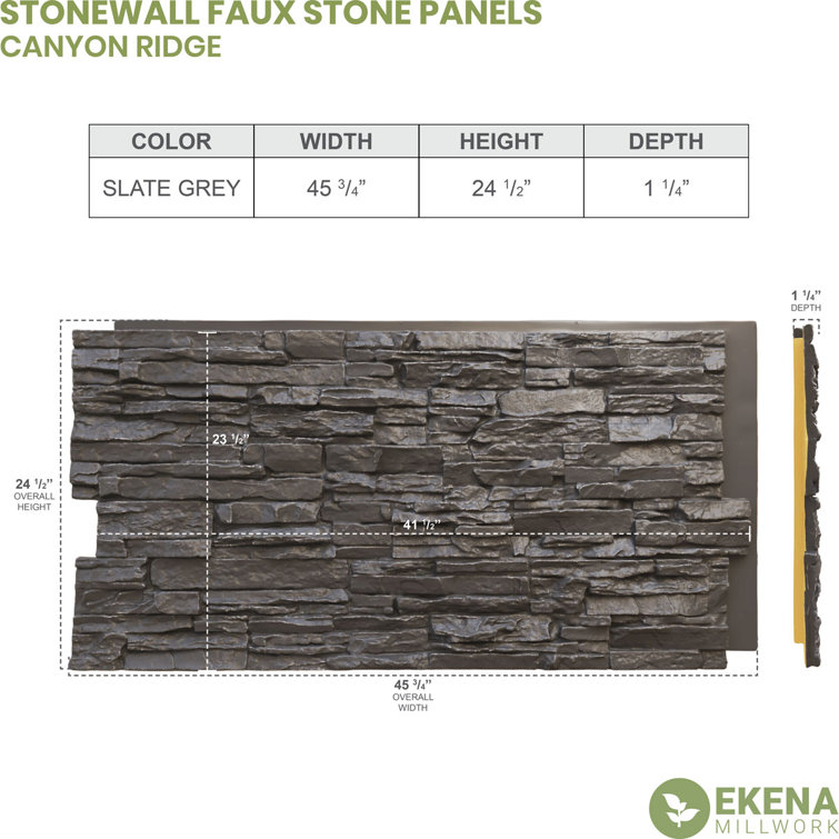 Slate Gray Faux Stone Siding Panel for Interior/Exterior