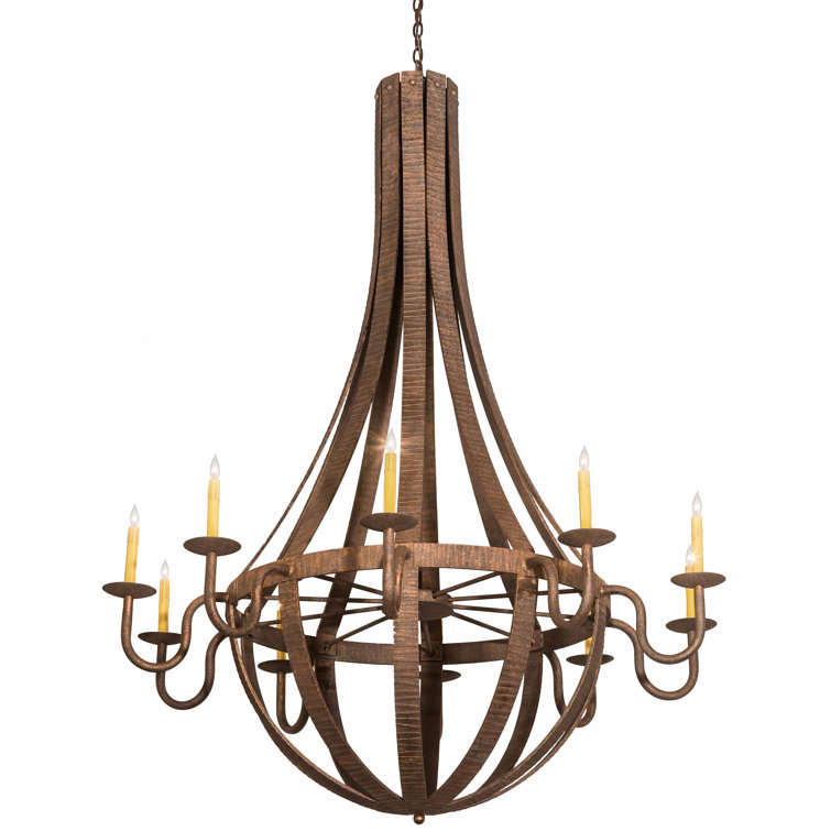 54" Chocolate Finish 10-Light Rustic Empire Chandelier