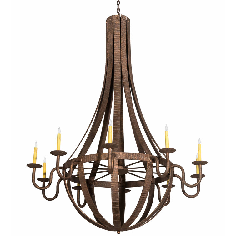 54" Chocolate Finish 10-Light Rustic Empire Chandelier