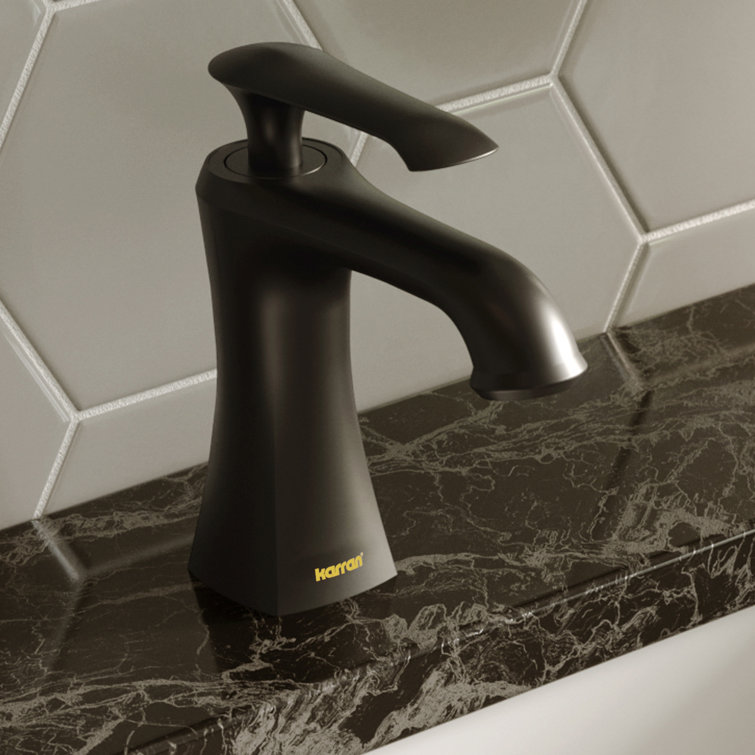 Matte Black Single Handle Bathroom Faucet with Pop-up Drain