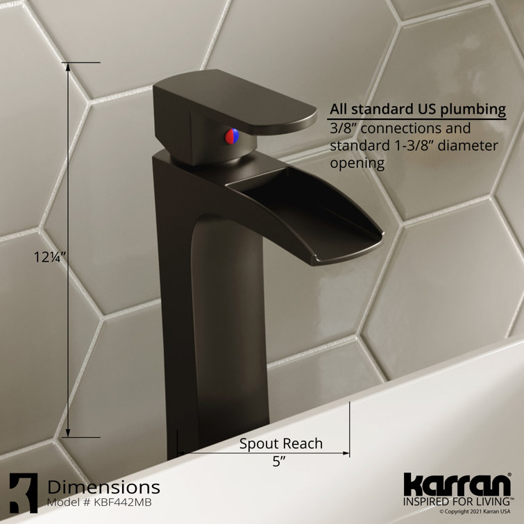 Matte Black Single-Handle Vessel Bathroom Faucet with Drain Assembly