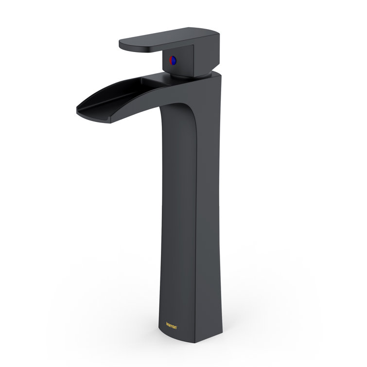 Matte Black Single-Handle Vessel Bathroom Faucet with Drain Assembly