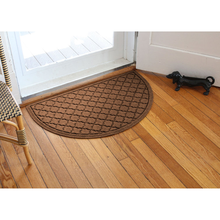 Dark Brown Polyester Half Round Indoor Outdoor Doormat