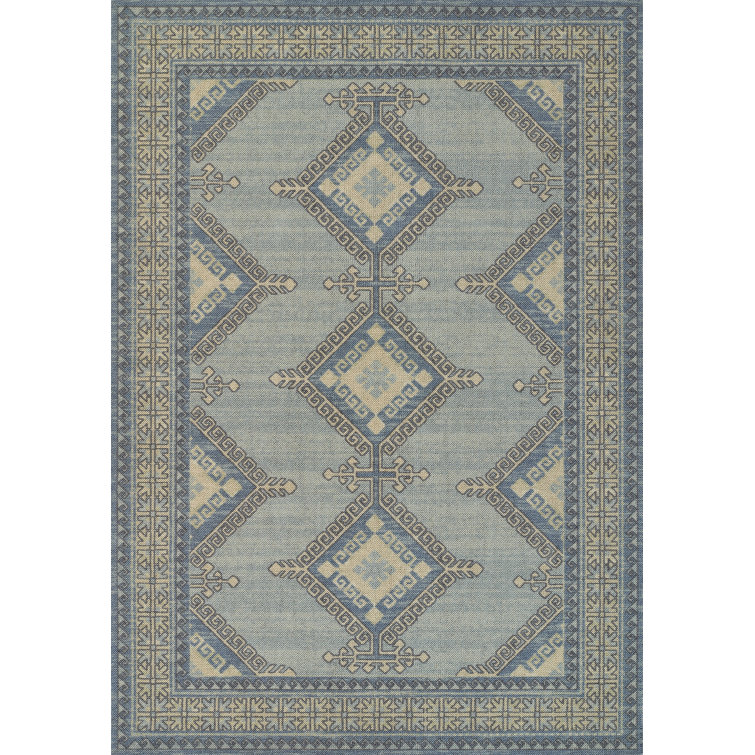 Aldona Blue and Brown Oriental Wool and Synthetic Rug